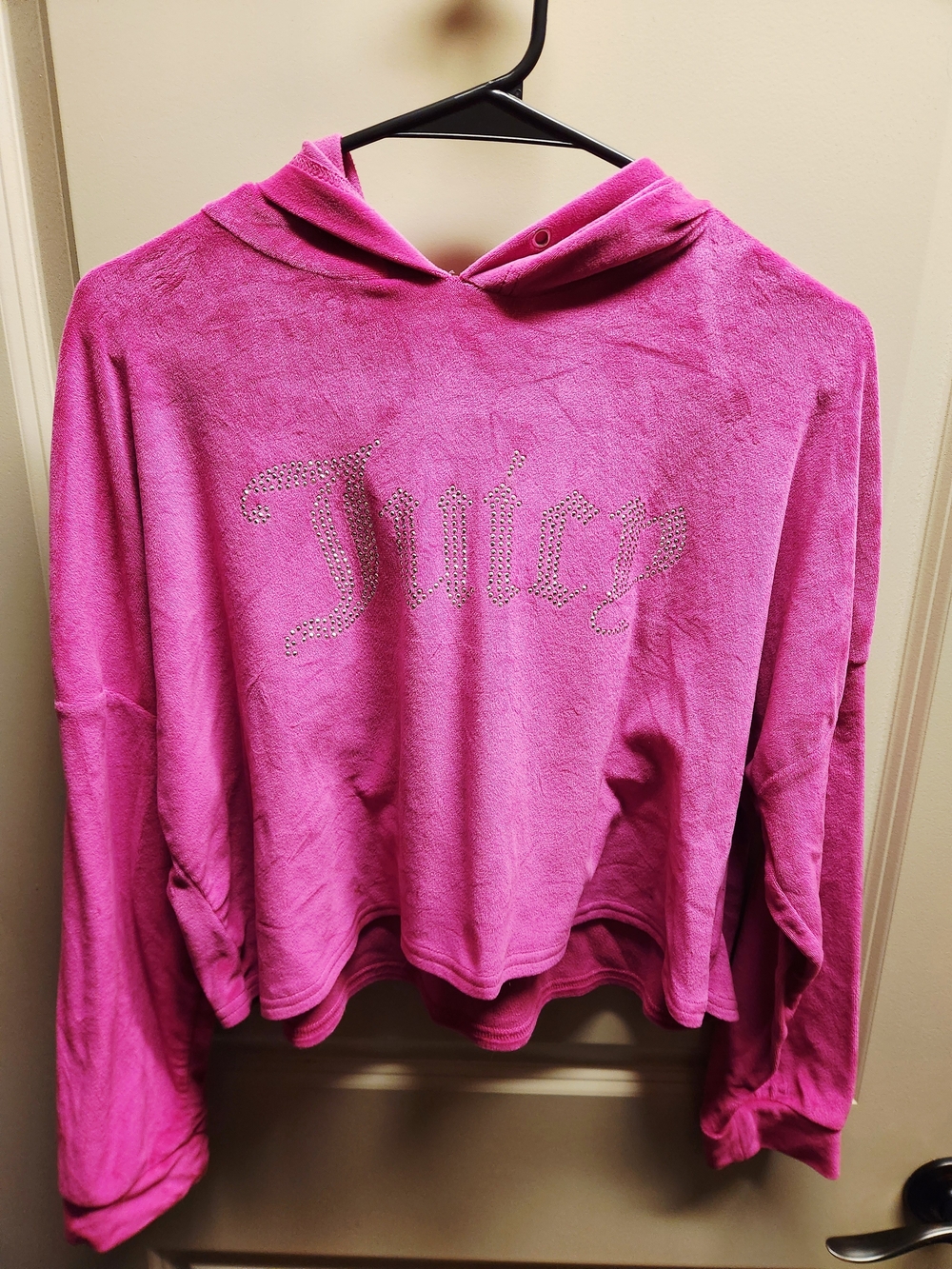 Juicy Couture Pink Rhinestone Logo Hoodie Sweater
